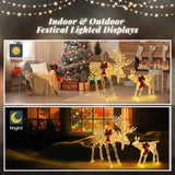 2pcs 4ft 30V 3.6W Moose Family 200LED Leather String Light Garden Moose Decoration Golden 82928292