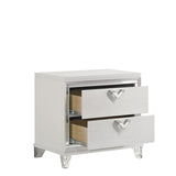 Modern Style 2-Drawer Nightstand with LED Glow & V-Shape Handles in White B009133860