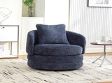 30"W Modern Round 360&deg Swivel Barrel Accent Chair with Pillow, Chenille Upholstered Comfy Barrel W3118P462482