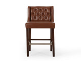 30.5 Inch Seat Height Bar Stool, Light Brown PU Upholstery with Back & Metal Footrest, Counter Stool 70678.00PUCOGN