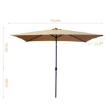 ZUN Outdoor Patio Umbrella 10 Ft x 6.5 Ft Rectangular with Crank Weather Resistant UV Protection Water W41923910