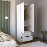 Armoire Wardrove 76" H, Hanging Rod, 2 Drawers, 1 Shelf, White B097P199752