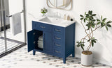 ZUN 36" Bathroom Vanity with Sink Combo, Blue Bathroom Cabinet with Drawers, Solid Frame and MDF Board 11515323