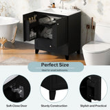 ZUN 30" Black Bathroom Vanity Set with Ceramic Sink and Ample Storage Space - Ideal for Small Bathrooms N729P183702B