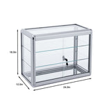 Tempered Glass Counter Top Display Showcase with Sliding Glass Door and Lock,Standard Aluminum W2221P201223