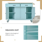 Kitchen Island Cart with 4 Door Cabinet and Two Drawers and 2 Locking Wheels - Solid Wood Top, WF286911AAN