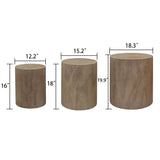 ZUN Set of 3 Nautral Wood Coffee Table with clear and visible tree rings W2729P199132