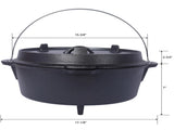 pre-Seasoned Cast Iron Dutch Oven With Skillet Lid, Outdoor Camping Deep Pot for Camping Fireplace 70106723