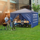 ZUN 10'x10' Gazebo Waterproof Outdoor Canopy Patio Tent Party Tent for Wedding BBQ Cater, Blue 44411827