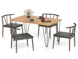 5-Piece Industrial Dining Table Set for 4, Rustic Oak Kitchen Table with 4 PU Leather Chairs 21772990