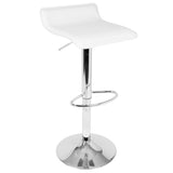 Ale Contemporary Adjustable Barstool in White PU Leather by LumiSource - Set of 2 B202P222268