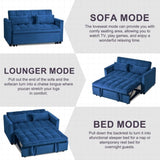3 in 1 Convertible Sleeper Sofa Bed, Modern Pull Out Couch Bed, Adjustable Backrest, Velvet Loveseat W2121P218083