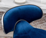 Masaccio Velvet Upholstered Adjustable Swivel Barstool, Set of 2, Blue T2574P164844