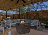 Wicker Fire Pit Column with Glass Wind Guard 56659586