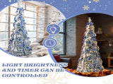 7 FT Snow Flocked Pre-lit Artificial Pop Up Christmas Tree with 200 Warm Lights and Blue & Silver 24654328