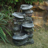 19x15x31.5" Indoor Outdoor Stone Water, 4-Tier Polyresin Cascading Rock Bowl Freestanding W2078124491