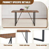 A minimalist retro rectangular dining table with a specially textured top and black metal W1151P240748