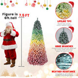 6ft Rainbow Gradient Flocked PVC Christmas Tree 1326 Tips, Colorful Full-Bodied Artificial Pine 11037711