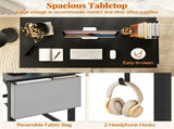 Mobile Rolling Computer Desk 48 Inch, Heavy Duty Metal Frame Home Office Desk with Storage Bag Hooks 12259958