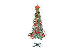 ZUN 6 FT Snow Flocked Pre-lit Artificial Pop Up Christmas Tree with 150 Warm Lights and Red & Green 26844642