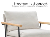 Modern Accent Chair, Comfy Arm Chair with Removable Cushion and Solid Wood Armrests, Linen 47438970