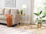 Golden Side Table, 2-Tier Acrylic Glass End Table for Living Room&Bedroom 26797916