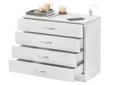 PB Wood Simple 4-Drawer Nightstand Dresser with USB Ports & Outlet, White 52546422
