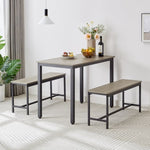 ZUN Dining Table Set, Bar Table with 2 Dining Benches, Table Counter with Chairs, Industrial for 60073284