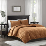 3 Piece Velvet Quilt Set Rust Full/Queen B03597648