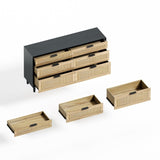 59" Rattan Dresser with Drawers, 6 Drawer Dresser for Bedroom, Clothes Storage Cabinet for Bedroom, W757P209512