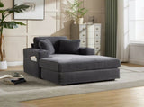 Corduroy Upholstered Chaise Lounge Sofa,Magazine bag,Detachable Cushions Deep Seat for Living W2120P322753