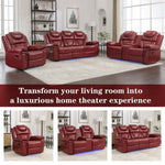 ZUN Home Theater Seating Manual Recliner Loveseat with Hide-Away Storage, Cup Holders and LED Light WF310726AAJ