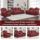 Home Theater Seating Manual Recliner Loveseat with Hide-Away Storage, Cup Holders and LED Light WF310726AAJ