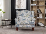 Modern Accent with Retro Wood Legs, Comfy Upholstered Armchair, Floral Design Single Sofa 75700450