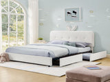 Full Size Kids Upholstered Bed with Oversized Rabbit Ear Headboard, LED Light & 4 Storage Drawers, W1413P384924