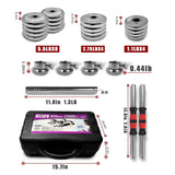 66Lbs Adjustable Dumbbell Set With 3 in 1 Dumbbell Barbell Metal Connecting Rod, Chromed Weights, 79213288