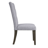 Set of 2 Gray Linen Upholstered Side Chairs, Gray Oak Finish B016P314467