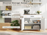 41.5" Rolling Kitchen Island Cart with Storage, White Kitchen Cart with Drawer Cabinet, Spice Rack 46052870