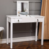 Flip Single Mirror Double Drawers Straight Feet Dresser White 53998961