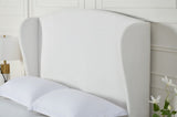 ZUN Windsor Tall 54" Headboard Upholstered Wingback Bed Size King / Premium Cream White Chenille / B083P235531