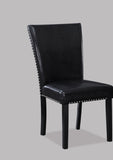 2pc Transitional Upholstered Side Chair with Nailhead Trim Black Faux Leather Upholstery Tufted B011P148067