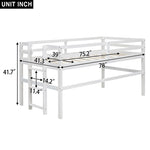 ZUN Wood Twin Size Loft Bed with Side Ladder, Antique White WF312787AAK