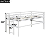 ZUN Wood Twin Size Loft Bed with Side Ladder, Antique White WF312787AAK