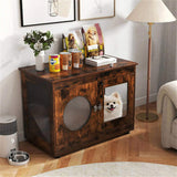2-in-1 Dog Crate End Table - Rustic Brown, 88lbs Capacity, Farmhouse Style, 32.5"x18.5"x23.5" 48731244