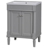 ZUN 24'' Bathroom Vanity with Top Sink, 2-Tier Modern Bathroom Storage Cabinet, Single Sink Bathroom N710P178454E