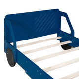Twin Size Car-Shaped Platform Bed with Wheels,Blue WF311752AAC
