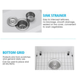 Quartz 18" L X 16" W Undermount Bar Sink With Grid And Strainer W1225P210522