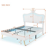 Full Size Upholstered Bed Frame with LED Lights,Modern Upholstered Princess Bed With Crown WF307962AAK