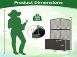 49" Brown PE Rattan Raised Garden Bed with Trellis Adjustable Foot Pads Outdoor Planter Box 00735475