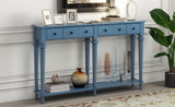 TREXM Retro Console Table with 4 Drawers and Open Shelf, perfect for Entryways, Living Rooms, and N715P202860M